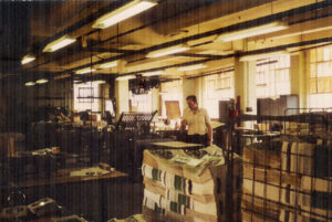 Man at work in print workshop